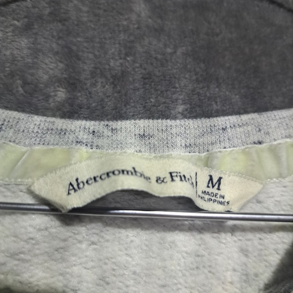 Abercrombie & Fitch Womens M Grey Marl AF Logo Stripe Sleeve Sweatshirt READ - Picture 4 of 8